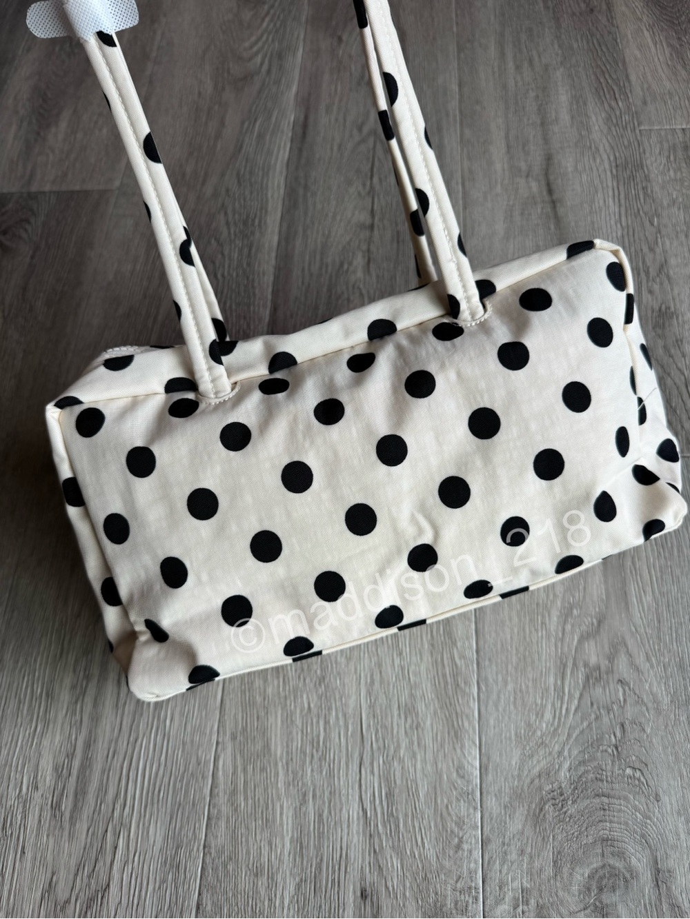 Baggu Polka Dot Bowler Bag Cream Black Urban Outfitters New with Tags - Picture 11 of 12